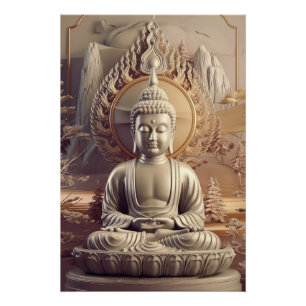 Serene Buddha Statue in ruhiger Landschaft 3D Poster