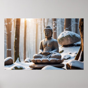Serene Buddha Statue Zen Vibes Harmony Garden Calm Poster