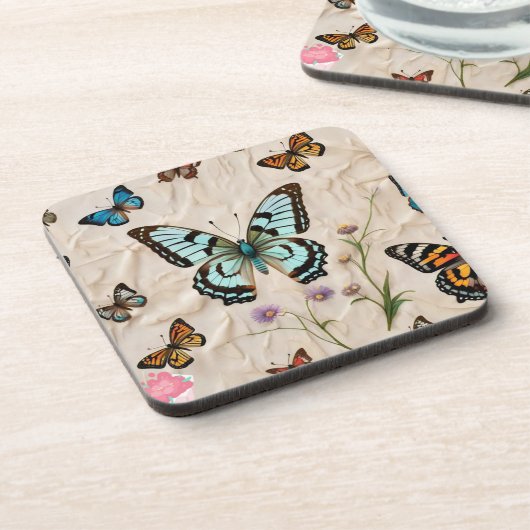"Serene Butterfly Elegance" Getränkeuntersetzer (Linke Seite)