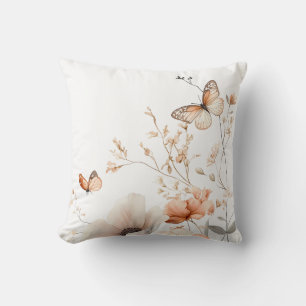 Serene Butterfly und Blumenkissen Kissen