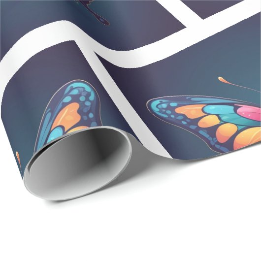 Serene Butterfly Wrapping Paper Geschenkpapier (Rolleneckpunkt)