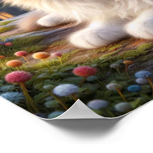 Serene Calico Katze in einer ruhigen Landschaft Poster (Ecke)
