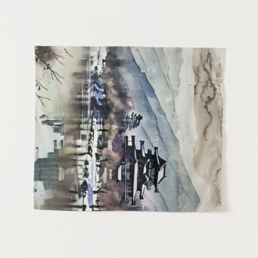 Serene Castle On Lake Wandteppich (Vorderseite (Horizontal))