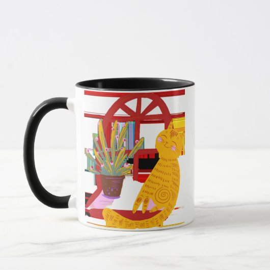 "Serene Cat Sleeping - Schöne Motion Art Print Tasse (Links)