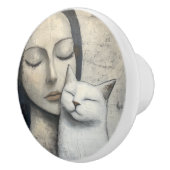 Serene Cat und Woman-Neutral Keramikknauf (Rechts)