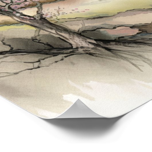 Serene Cherry Blossom Valley Poster (Ecke)