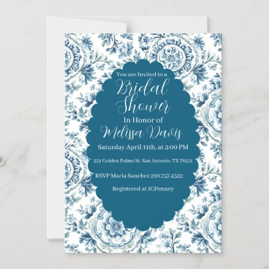 Serene Chinoiserie Bridal Shower Invitation Magneteinladung (Vorderseite)