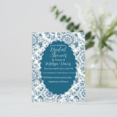 Serene Chinoiserie Bridal Shower Invitation Postkarte (Stehend Vorderseite)