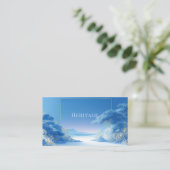 Serene Chinoiserie Winter Blue Pine Gold Frame Visitenkarte (Stehend Vorderseite)