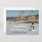 Serene Christmas Scene cheerful snowman Postkarte (Vorne/Hinten)