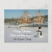 Serene Christmas Scene cheerful snowman Postkarte (Vorderseite)