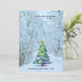 Serene Christmas Tree Foto Personalisiert Feiertagskarte (Stehend Vorderseite)
