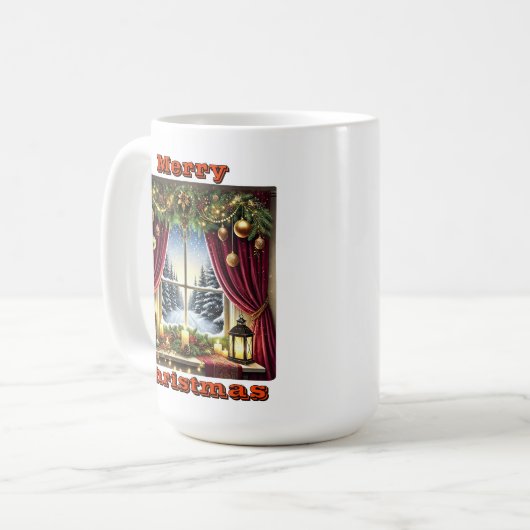 Serene Christmas Window Glow Kaffeetasse (Vorderseite Links)