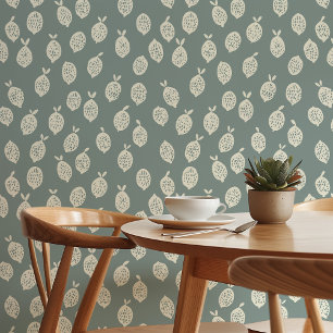 Serene Citrus: Minimalistisch Green & Cream Lemon Tapete