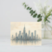 Serene Cityscape Reflection Print, moderne Skyline Postkarte (Stehend Vorderseite)