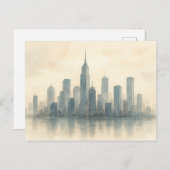 Serene Cityscape Reflection Print, moderne Skyline Postkarte (Vorne/Hinten)