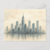Serene Cityscape Reflection Print, moderne Skyline Postkarte (Vorderseite)