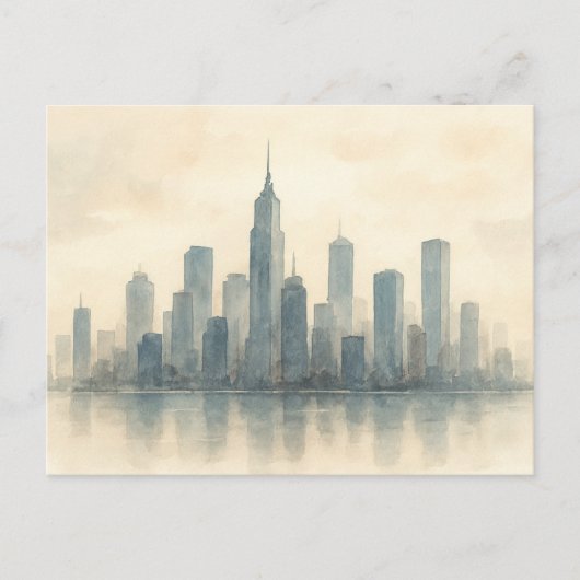Serene Cityscape Reflection Print, moderne Skyline Postkarte (Vorderseite)