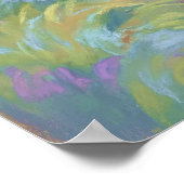 Serene Cliff Wasserfall - Kunst im Pastell-Malstil Poster (Ecke)