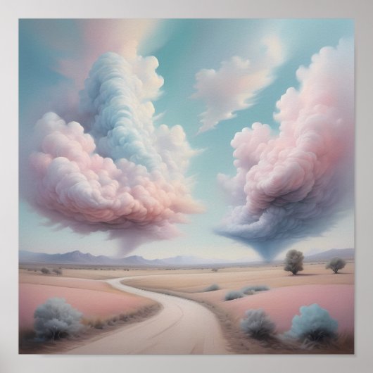 Serene Cloudscape - Dreamame Landschaft Kunst Poster (Vorne)
