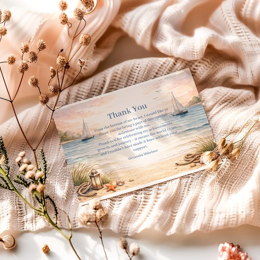 Serene Coastal Sail Birthday Dankeskarte