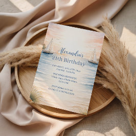 Serene Coastal Sail Birthday Einladung