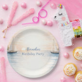 Serene Coastal Sail Birthday Pappteller (Party)