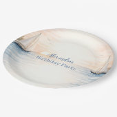 Serene Coastal Sail Birthday Pappteller (Schrägansicht)