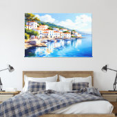 Serene Coastal Village in Oil Leinwanddruck (Insitu (Schlafzimmer))