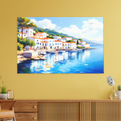 Serene Coastal Village in Oil Leinwanddruck (Insitu (Wohnzimmer))
