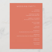 Serene Coral Floral Wedding Ceremony Schedule Programm (Rückseite)