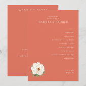 Serene Coral Floral Wedding Ceremony Schedule Programm (Vorne/Hinten)