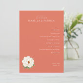 Serene Coral Floral Wedding Ceremony Schedule Programm (Stehend Vorderseite)