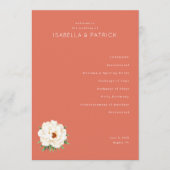 Serene Coral Floral Wedding Ceremony Schedule Programm (Vorderseite)
