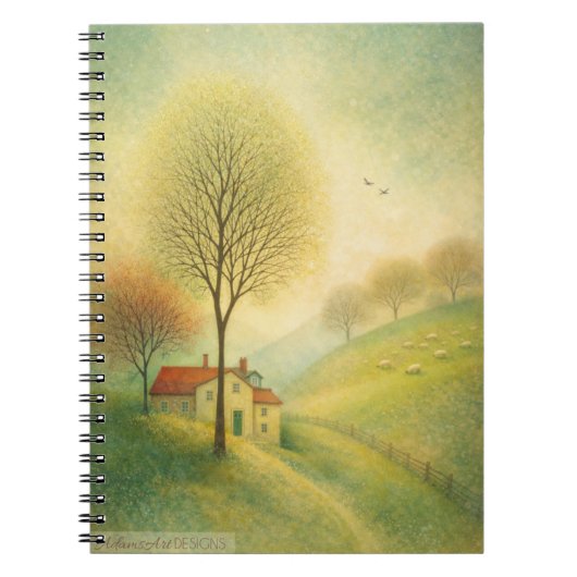 Serene Countryside Cottage with Blossoming Trees Notizblock (Vorderseite)