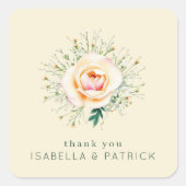 Serene Cream Floral Watercolor Quadratischer Aufkleber (Vorderseite)
