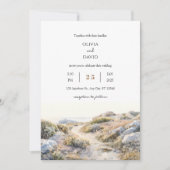 Serene Dawn Coastal Path Watercolor Beach Hochzeit Einladung (Vorderseite)