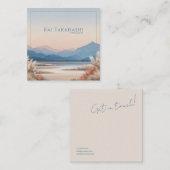 Serene Desert Pampas Grass Gold Frame Mountain Quadratische Visitenkarte (Vorne/Hinten)