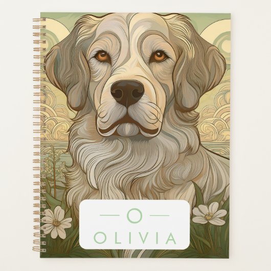 Serene Dog Planner mit Name und Monogramm Planer (Vorderseite)