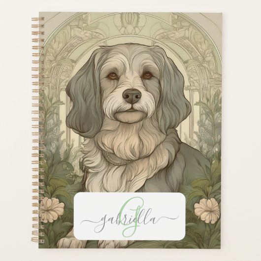 Serene Dog Planner mit Name und Monogramm Planer (Vorderseite)