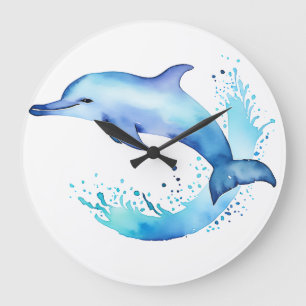 Serene Dolphins - Durch die Wellen in Har gleiten Große Wanduhr
