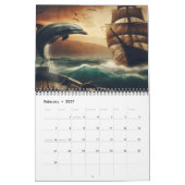 Serene Dolphins on Rustic Wood 2025 Kalender (Feb 2027)