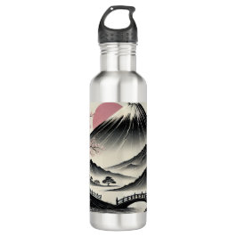 Serene Elegance: Fuji und Kirschblüten Edelstahlflasche