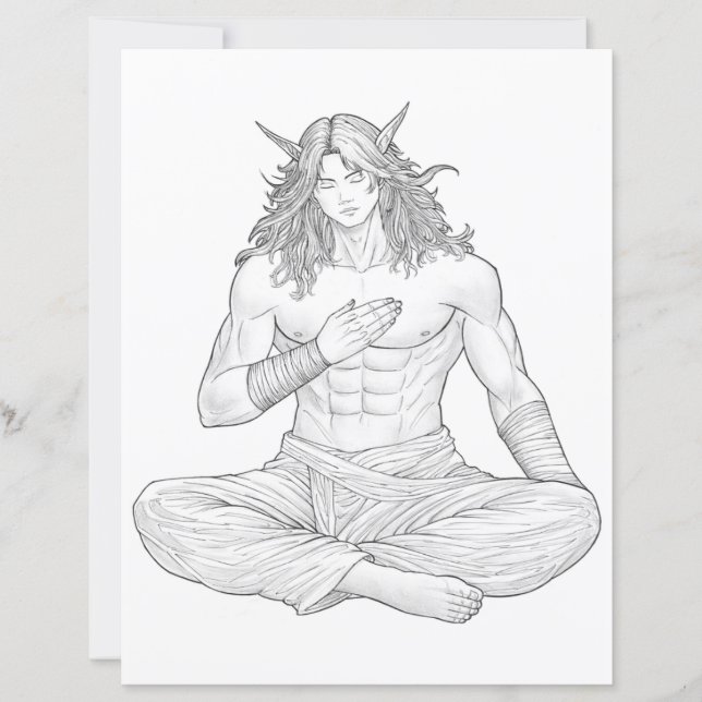 Serene Elf Warrior | Fantasy Anime Character Art (Vorderseite)