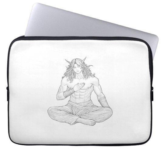 Serene Elf Warrior | Fantasy Anime Character Art Laptopschutzhülle (Vorderseite)
