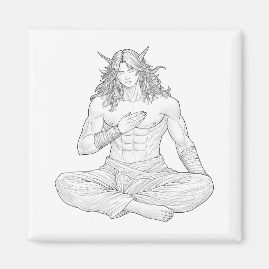 Serene Elf Warrior | Fantasy Anime Character Art Magnet (Vorne)
