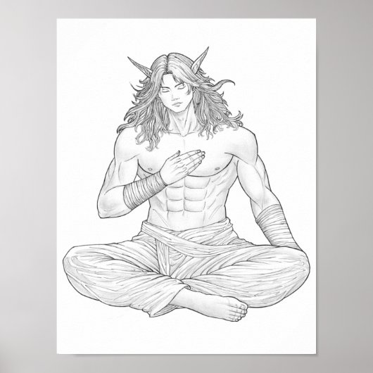 Serene Elf Warrior | Fantasy Anime Character Art Poster (Vorne)