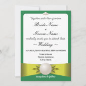 Serene Emerald & Yellow Pearl Ribbon Foto Wedding Einladung (Vorderseite)