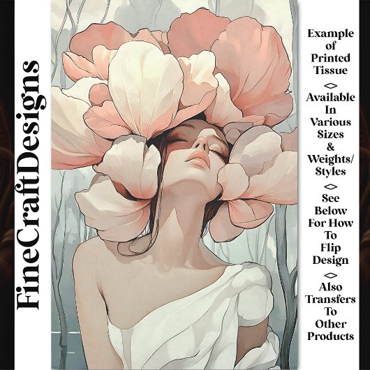 Serene Ethereal Korallen, Creme CC1 Decoupage Seidenpapier