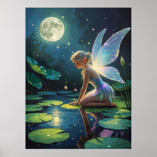 Serene Fairy Magical Moonlight Fantasy Art Poster